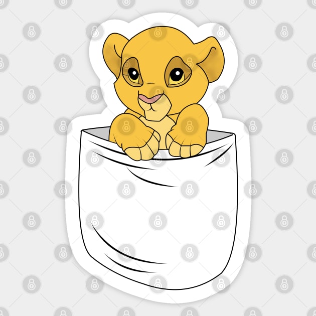 A lion in a pocket Sticker by Nykos